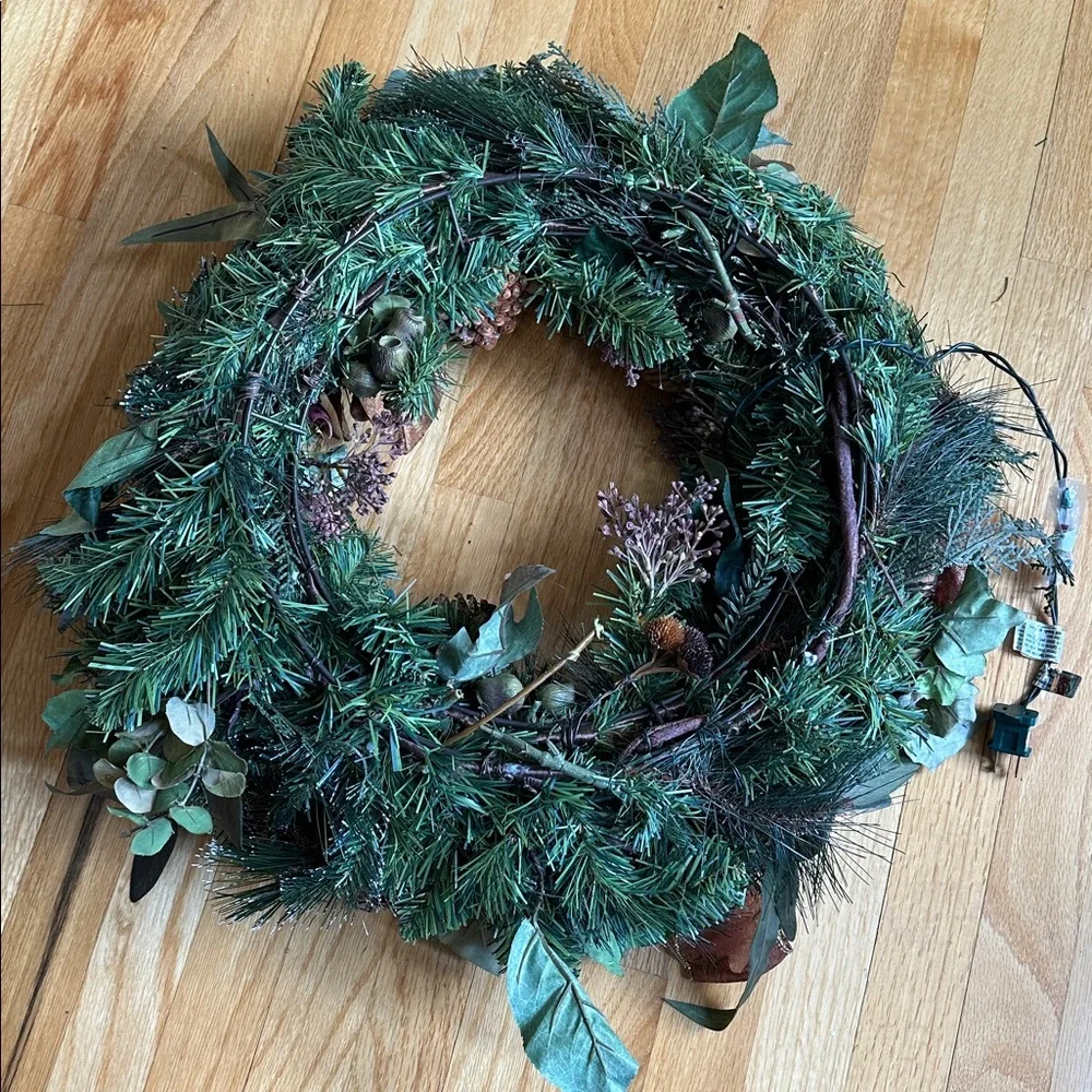 Handcrafted Gold and Mauve Pink Holiday Wreath